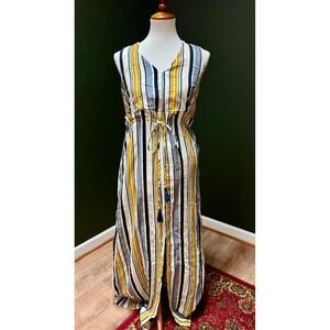 NWT Gilli Striped Sleeveless Tie Waist Maxi Dress Women's S